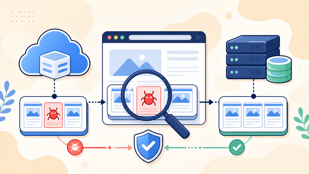WordPress cache malware diagnosis and controlled cleanup across browser CDN and origin server cache layers