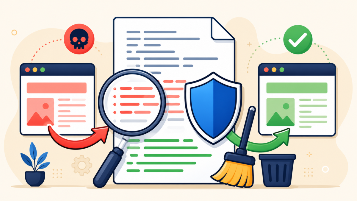 WordPress .htaccess malware redirect rules being inspected and cleaned safely