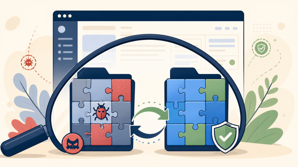 Comparing an infected WordPress plugin folder with a clean trusted replacement package