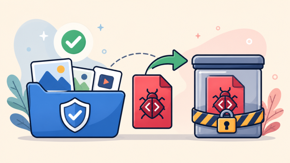 Quarantining a malicious PHP file while preserving legitimate WordPress media