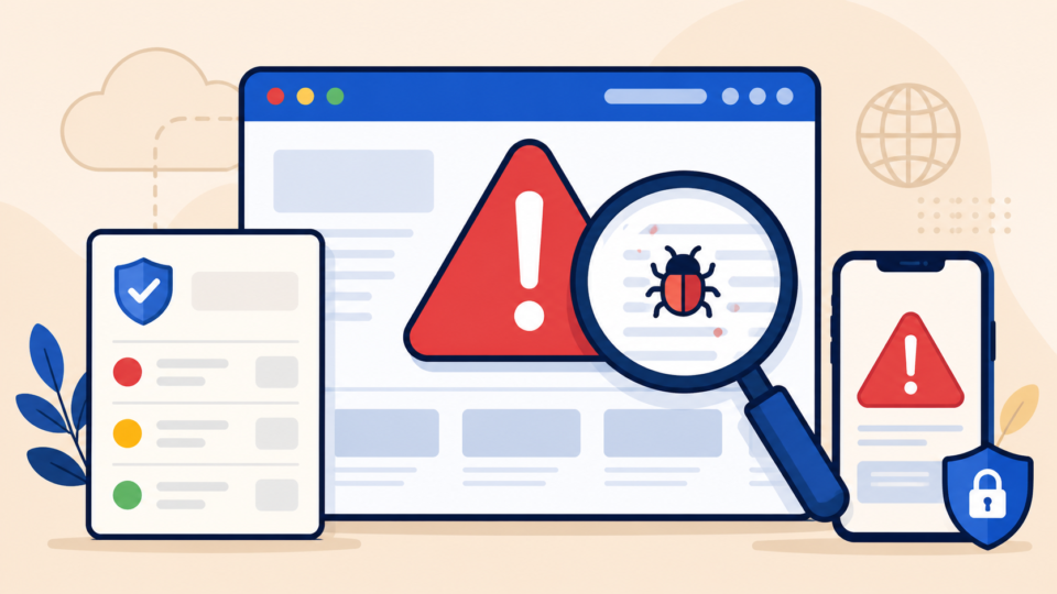 Browser security blacklist warning verification across desktop and mobile