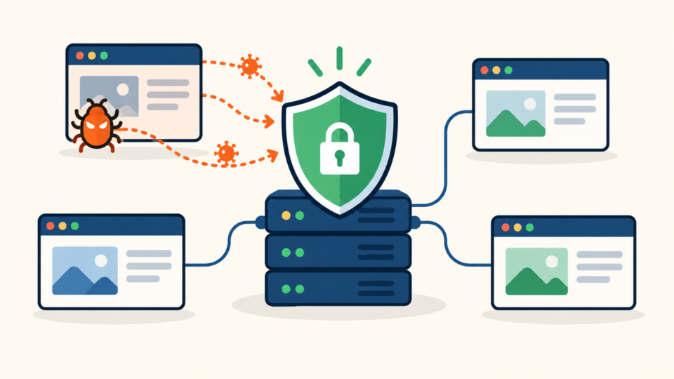 Cross-site WordPress reinfection risk across connected installations on shared hosting