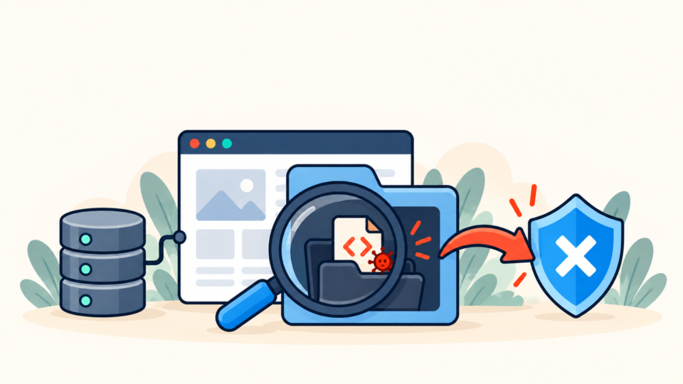 WordPress .well-known malware inspection with hidden folder, blocked redirect, and security shield
