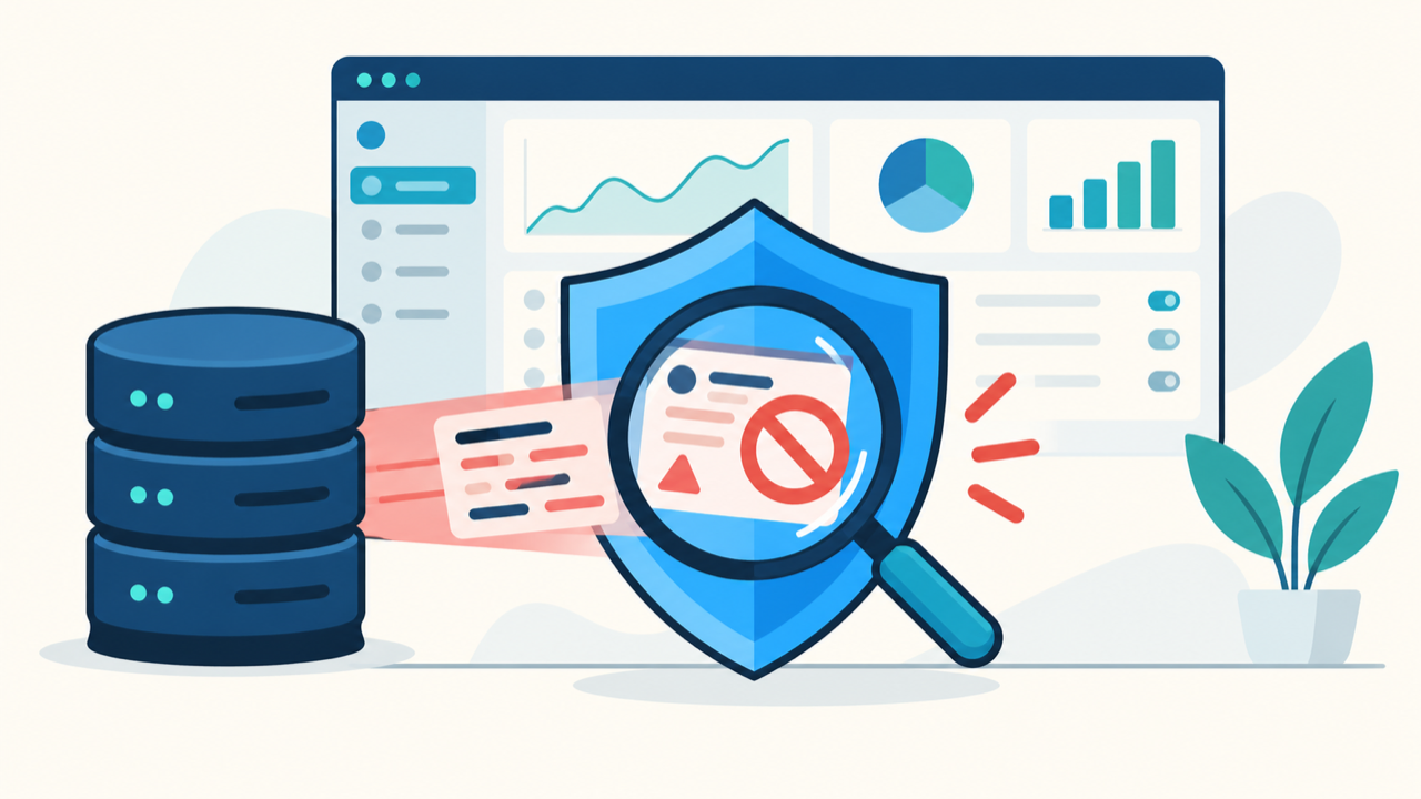 Malicious database-stored WordPress code snippet blocked by a security shield