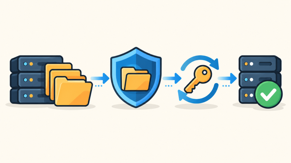 Dependency-order WordPress recovery with isolated server folders, credential rotation, and a final verification check